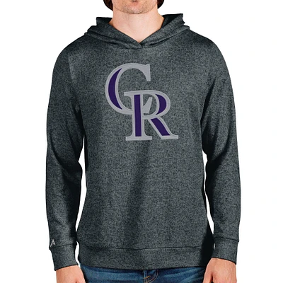 Men's Antigua Heathered Charcoal Colorado Rockies Team Logo Absolute Pullover Hoodie