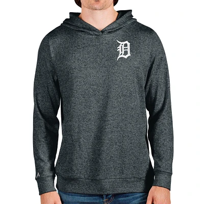 Men's Antigua Heathered Charcoal Detroit Tigers Absolute Pullover Hoodie