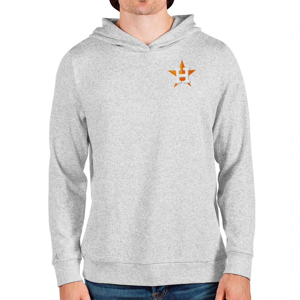Men's Antigua Heathered Gray Houston Astros Absolute Pullover Hoodie