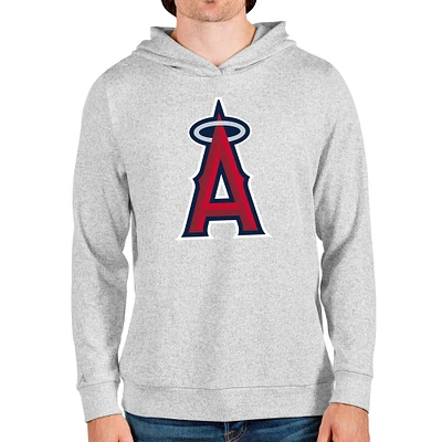 Men's Antigua Heathered Gray Los Angeles Angels Team Logo Absolute Pullover Hoodie