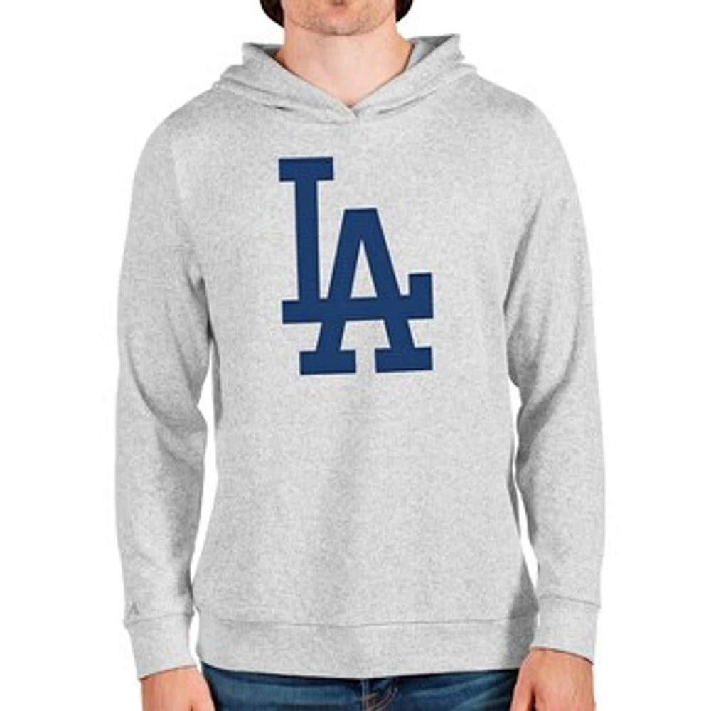 Men's Antigua Heathered Gray Los Angeles Dodgers Team Logo Absolute Pullover Hoodie