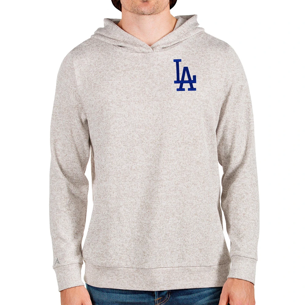 Men's Antigua Oatmeal Los Angeles Dodgers Absolute Pullover Hoodie