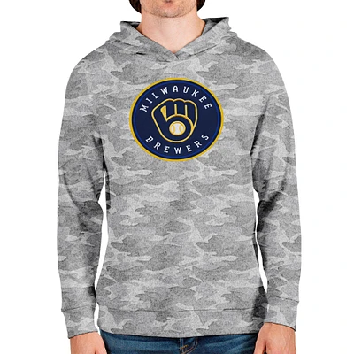 Men's Antigua Camo Milwaukee Brewers Team Logo Absolute Pullover Hoodie