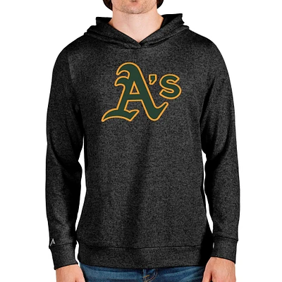Men's Antigua Heathered Black Athletics Team Logo Absolute Pullover Hoodie