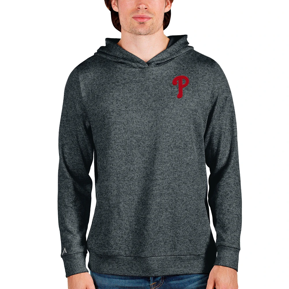 Men's Antigua Heathered Charcoal Philadelphia Phillies Absolute Pullover Hoodie
