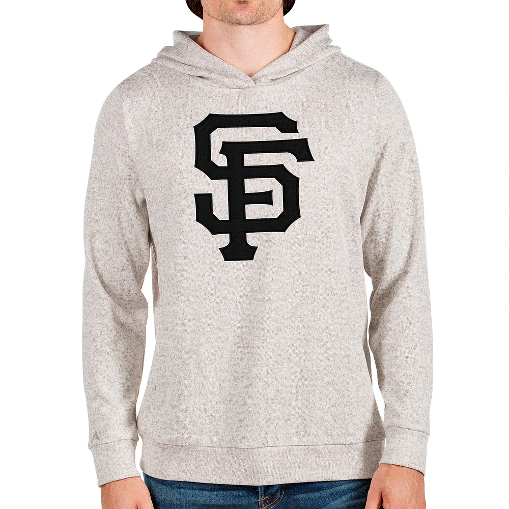 Men's Antigua Oatmeal San Francisco Giants Team Logo Absolute Pullover Hoodie