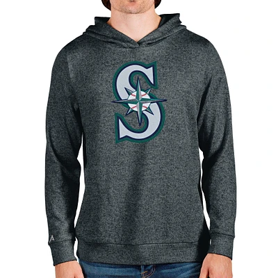 Men's Antigua Heathered Charcoal Seattle Mariners Team Logo Absolute Pullover Hoodie