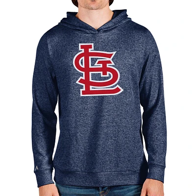 Men's Antigua Heathered Navy St. Louis Cardinals Team Logo Absolute Pullover Hoodie