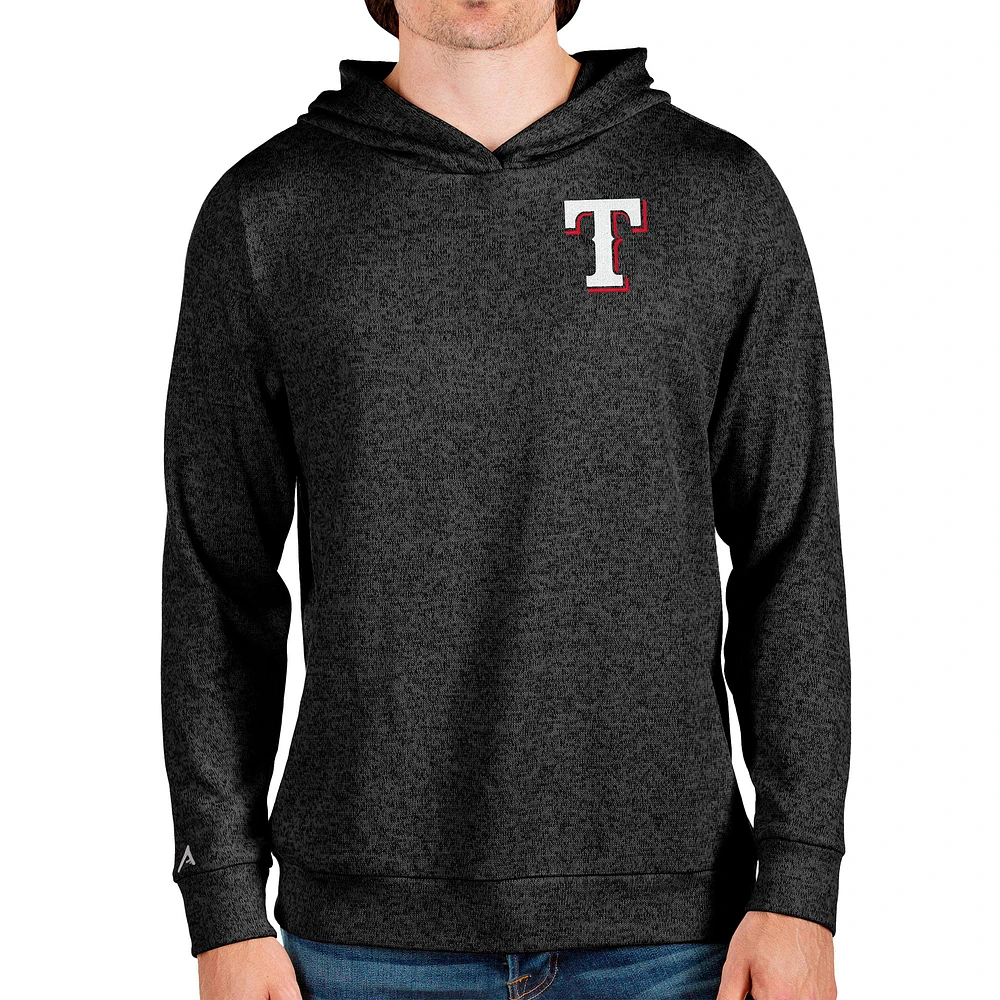 Men's Antigua Heathered Black Texas Rangers Absolute Pullover Hoodie