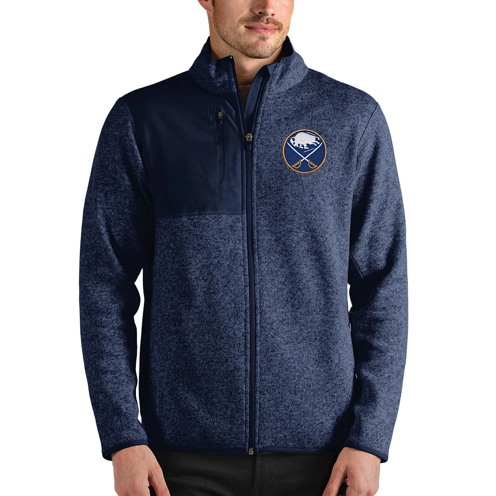 Men's Antigua Heathered Navy Buffalo Sabres Fortune Full-Zip Jacket