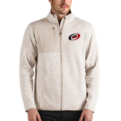 Men's Antigua Oatmeal Carolina Hurricanes Fortune Full-Zip Jacket