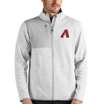 Men's Antigua Heathered Gray Arizona Diamondbacks Fortune Full-Zip Jacket