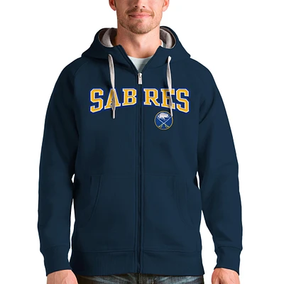 Men's Antigua Navy Buffalo Sabres Wordmark Victory Full-Zip Hoodie