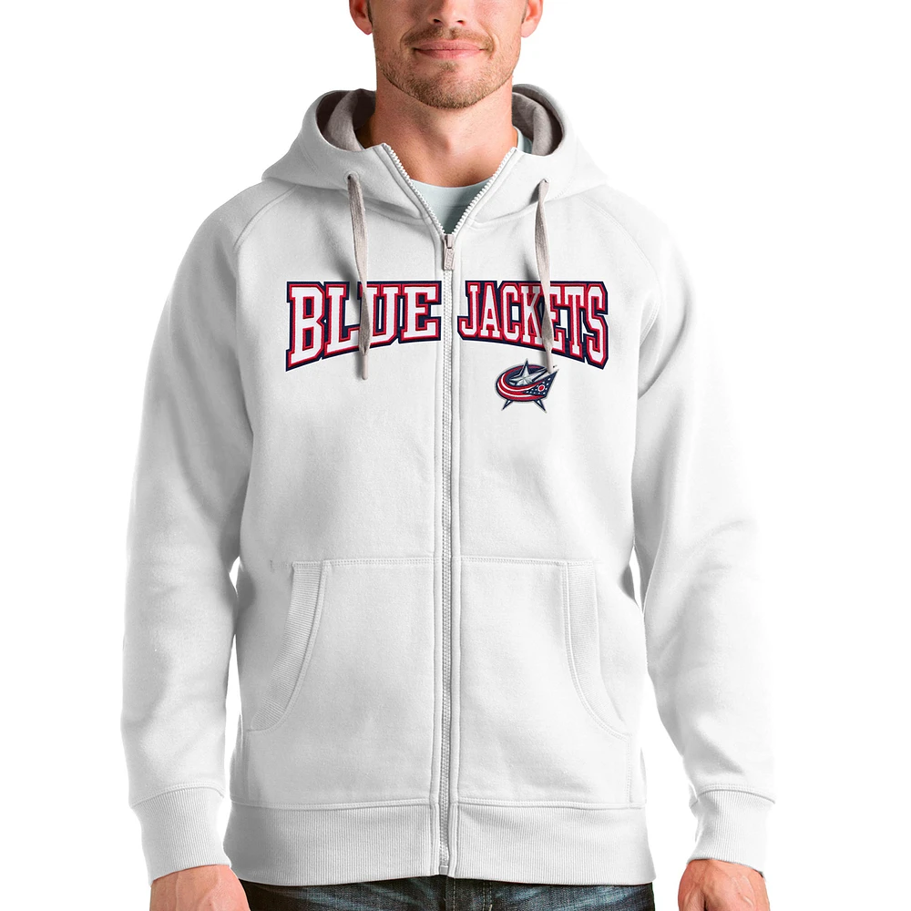 Men's Antigua Columbus Blue Jackets Wordmark Victory Full-Zip Hoodie