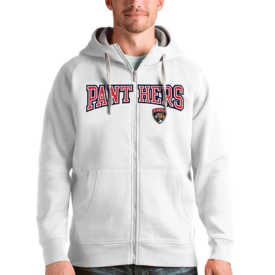 Men's Antigua White Florida Panthers Wordmark Victory Full-Zip Hoodie
