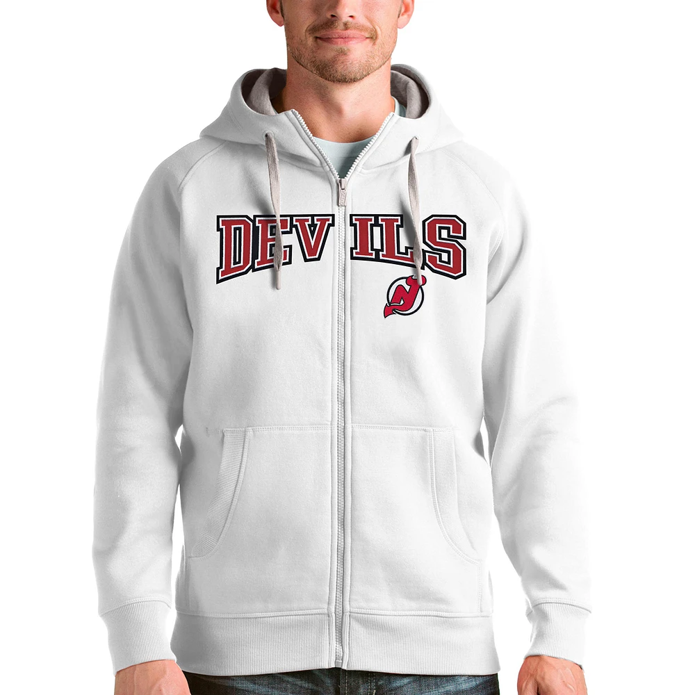 Men's Antigua New Jersey Devils Wordmark Victory Full-Zip Hoodie