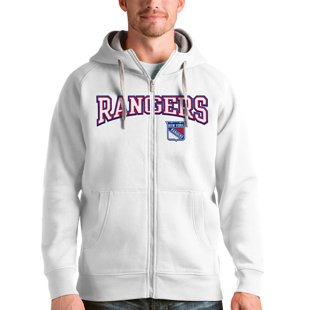 Men's Antigua New York Rangers Wordmark Victory Full-Zip Hoodie