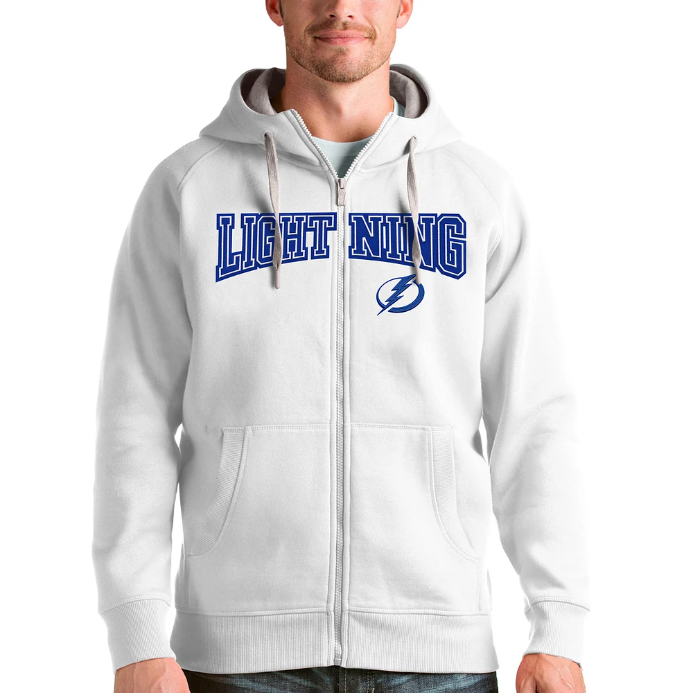 Men's Antigua White Tampa Bay Lightning Wordmark Victory Full-Zip Hoodie