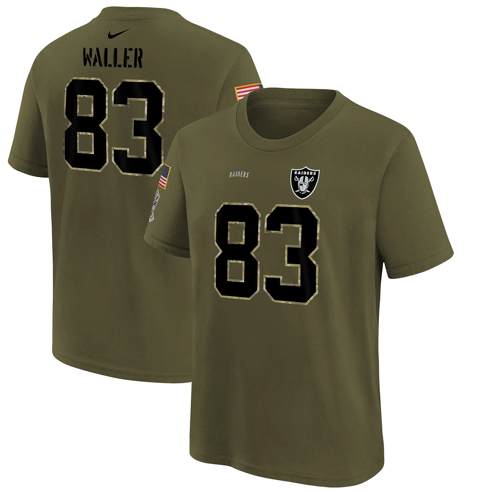 Youth Nike Darren Waller Olive Las Vegas Raiders Salute To Service Name & Number T-Shirt