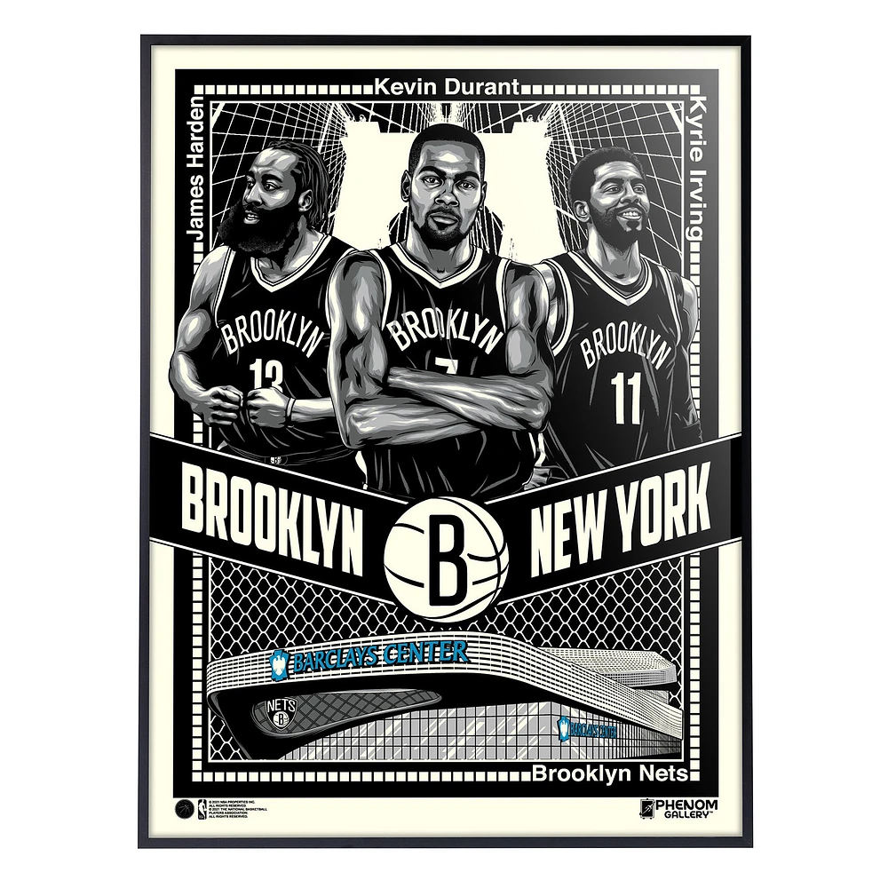 Phenom Gallery Brooklyn Nets 18'' x 24'' Deluxe Framed Serigraph Print