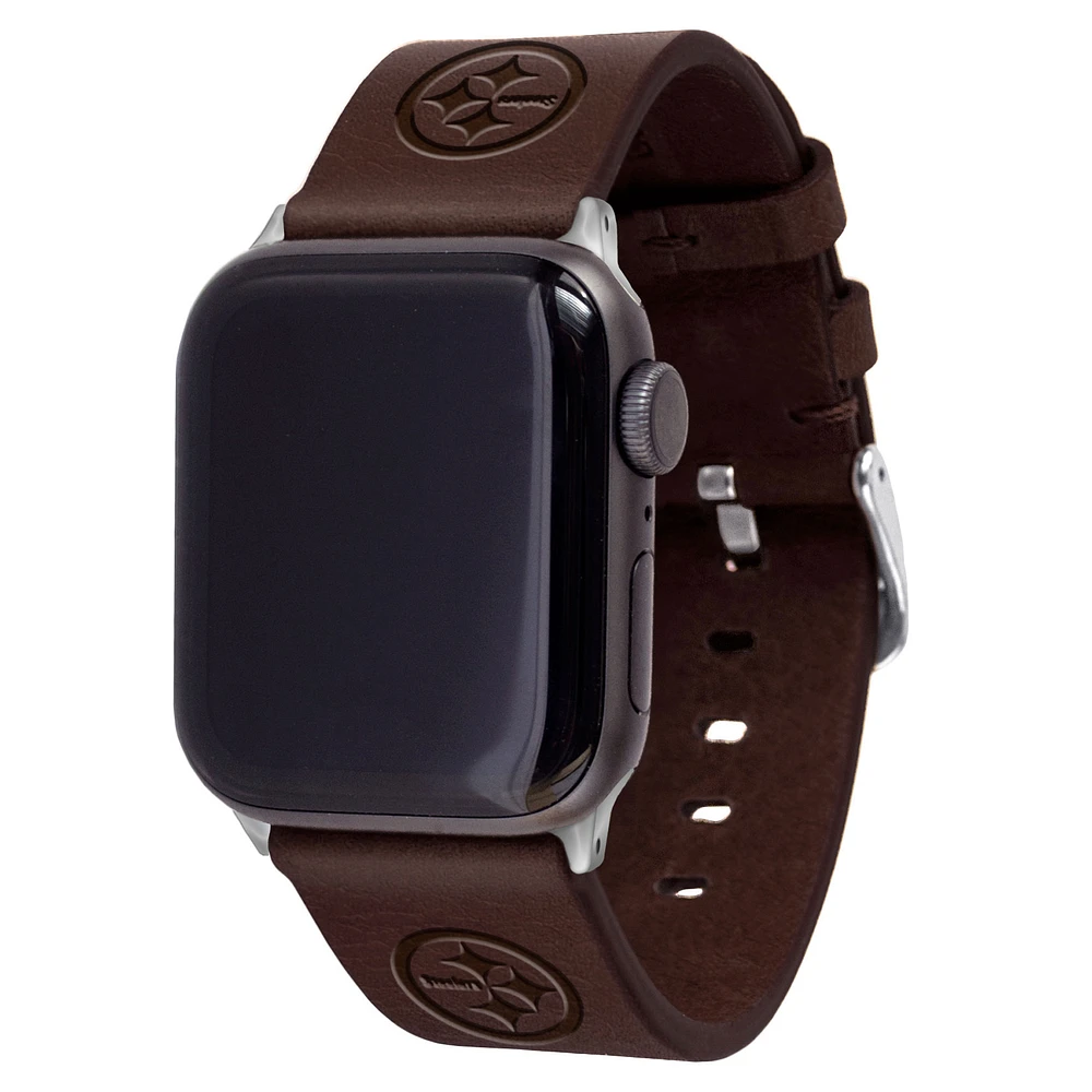 Brown Pittsburgh Steelers Leather Apple Watch Band