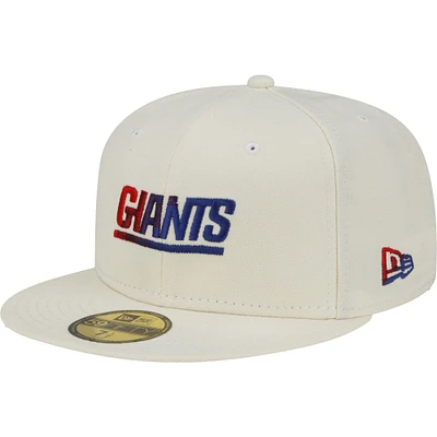 Men's New Era Cream York Giants Chrome Color Dim 59FIFTY Fitted Hat