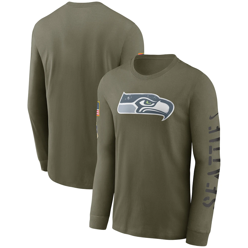 Men's Nike Olive Seattle Seahawks Salute To Service Long Sleeve T-Shirt