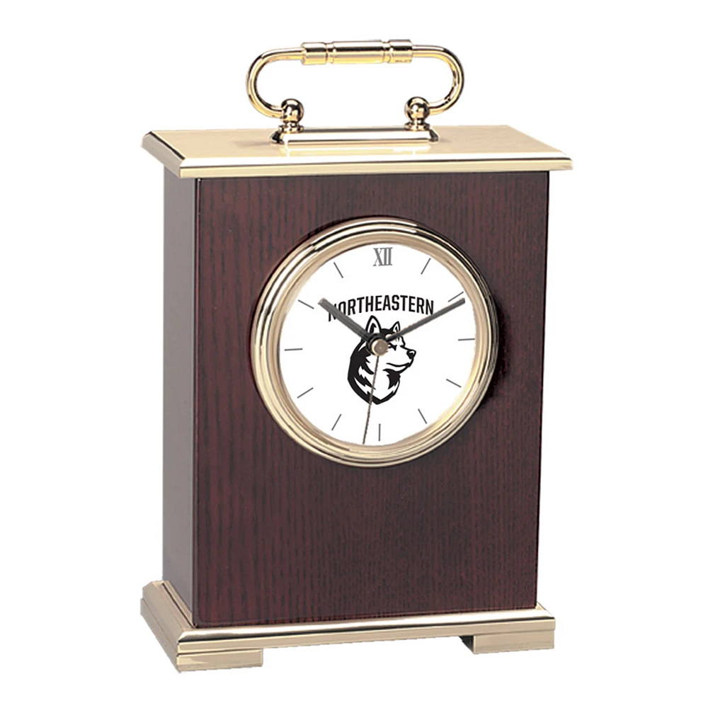 Gold Northeastern Huskies Carriage Clock