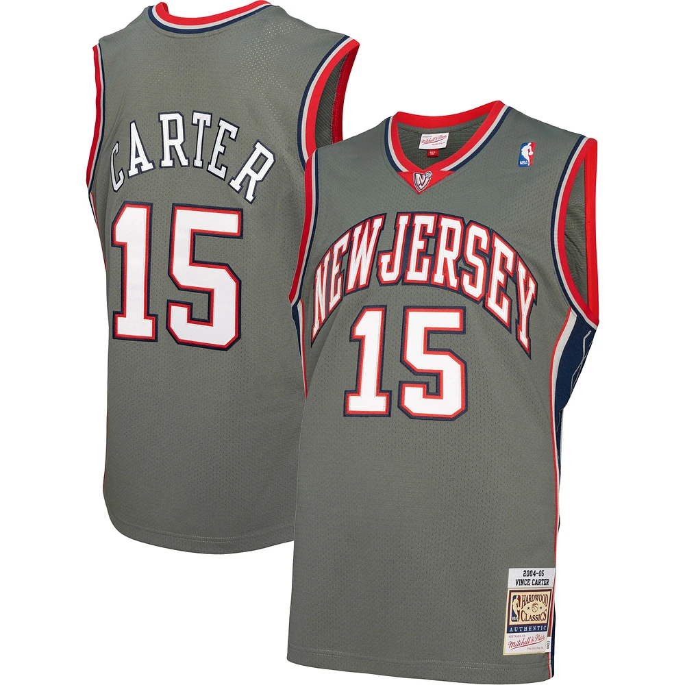 Men's Mitchell & Ness Vince Carter Gray New Jersey Nets 2004/05 Hardwood Classics Authentic - Jersey