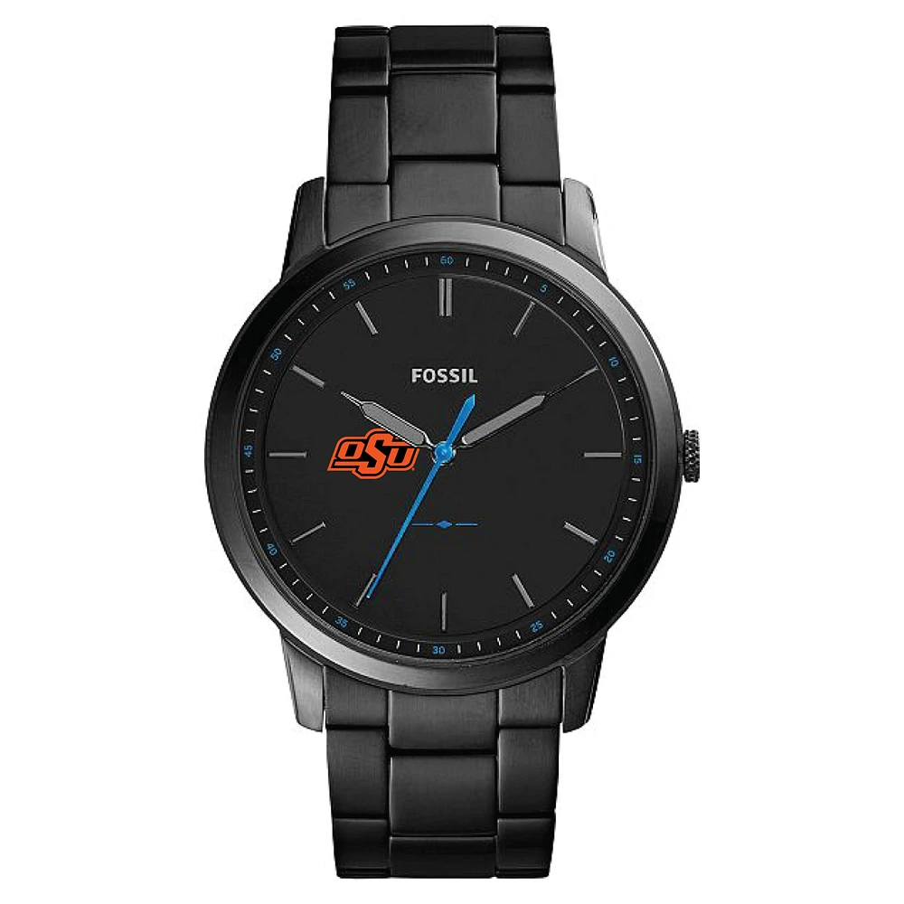 Fossil Black Oklahoma State Cowboys The Minimalist Slim Stainless Steel Watch