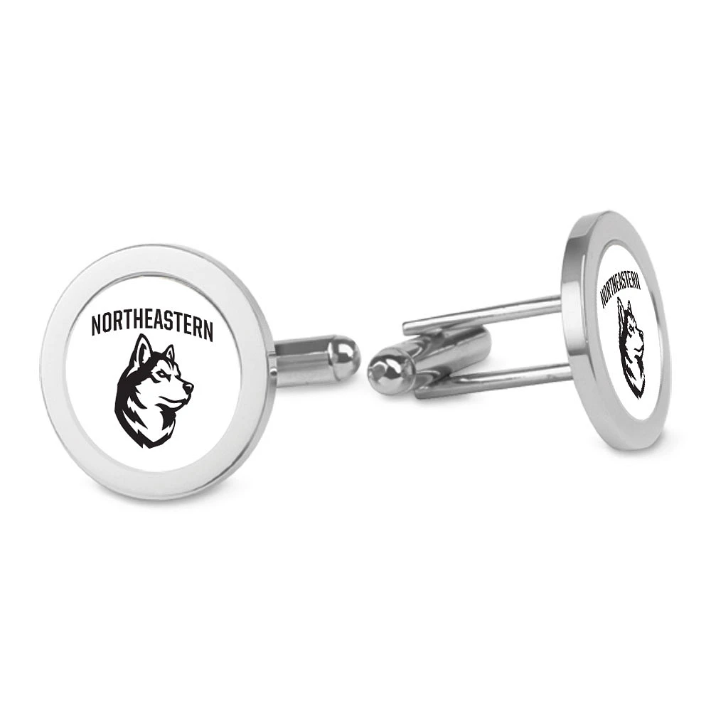 Silver Northeastern Huskies Cufflinks