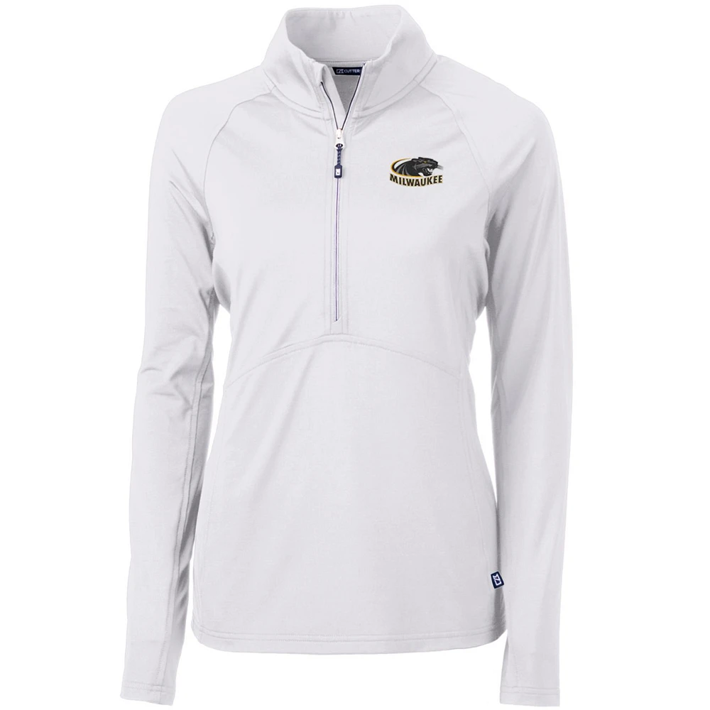 Women's Cutter & Buck White Wisconsin-Milwaukee Panthers Adapt Eco Knit Half-Zip Pullover Top