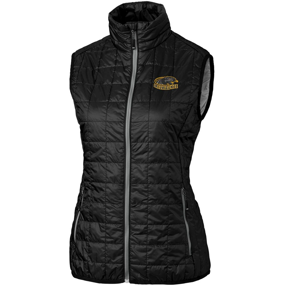 Women's Cutter & Buck Black Wisconsin-Milwaukee Panthers Eco Full-Zip Puffer Vest