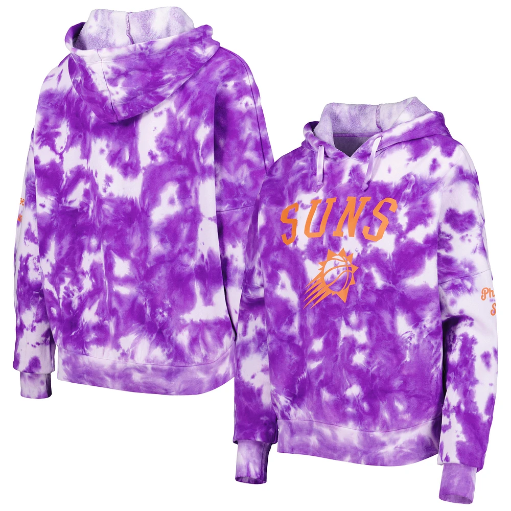 Women's New Era Purple Phoenix Suns Brushed Cotton Tie-Dye Pullover Hoodie