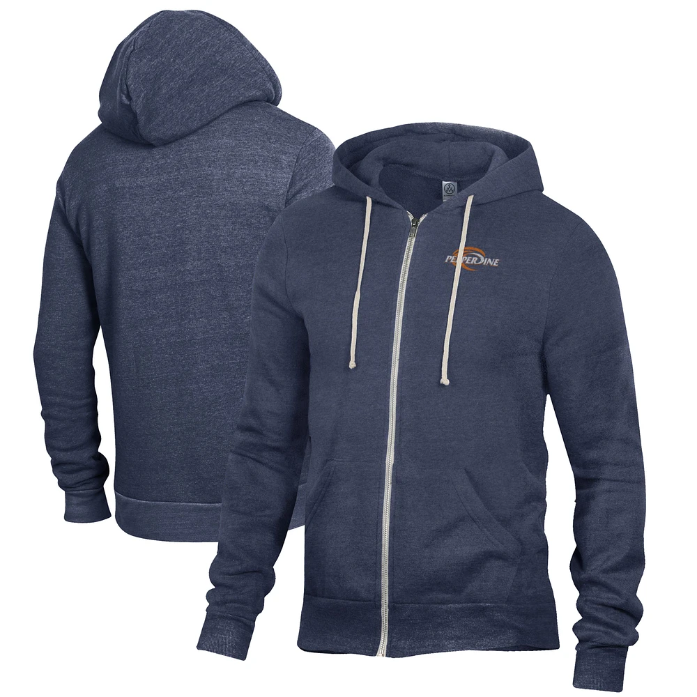 Men's Navy Pepperdine Waves Rocky Full-Zip Hoodie