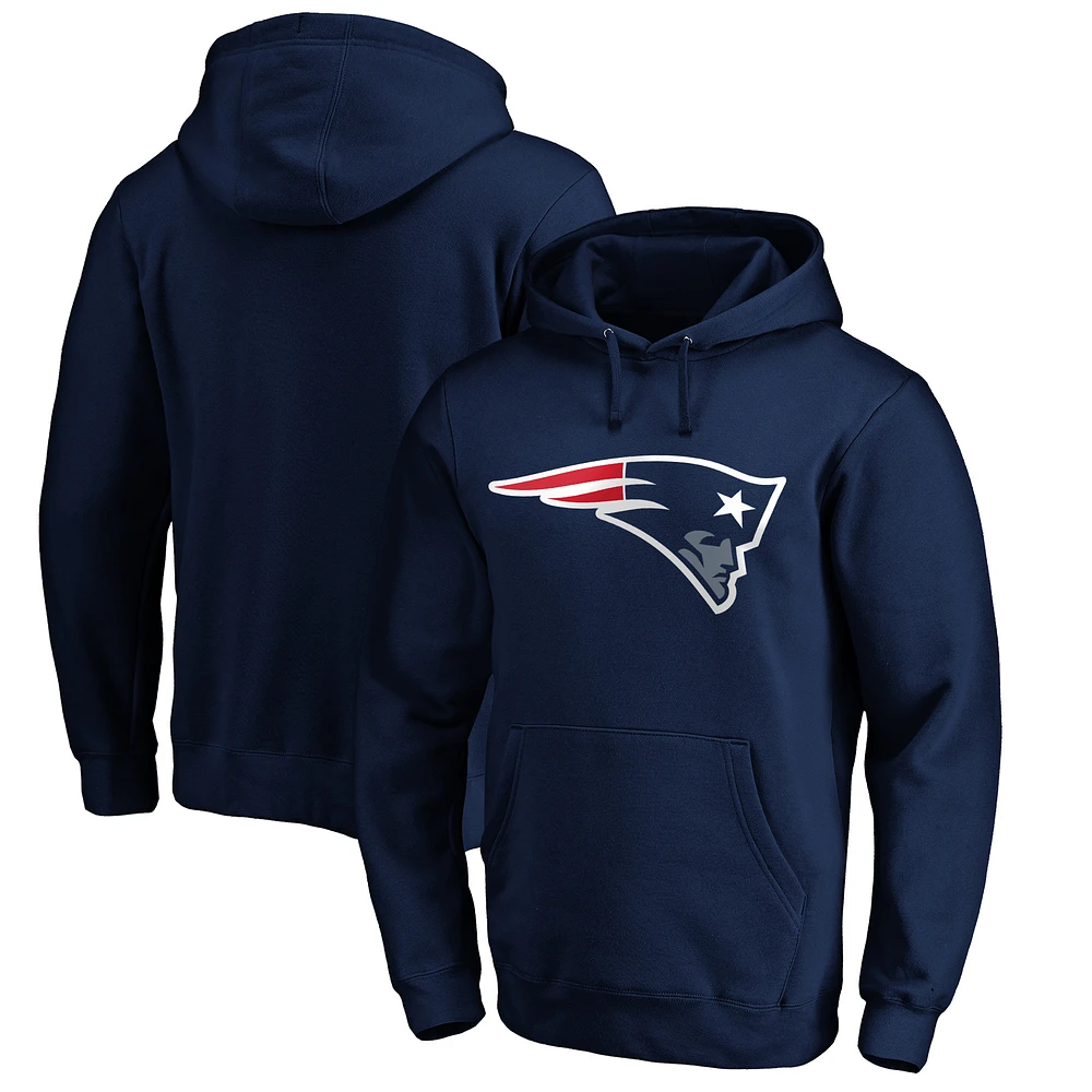 Men's Navy New England Patriots Primary Logo Fitted Pullover Hoodie