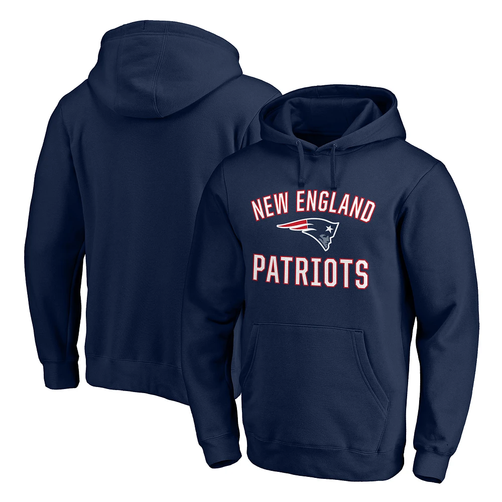 Men's Navy New England Patriots Victory Arch Team Fitted Pullover Hoodie