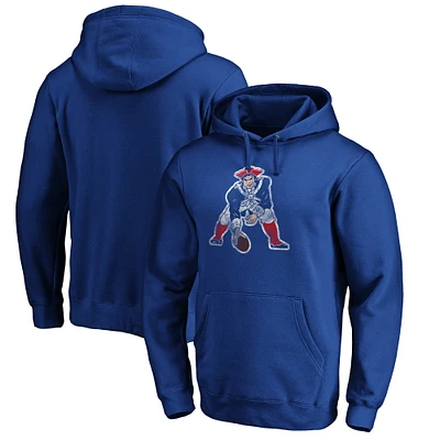 Men's Royal New England Patriots Throwback Logo Pullover Hoodie