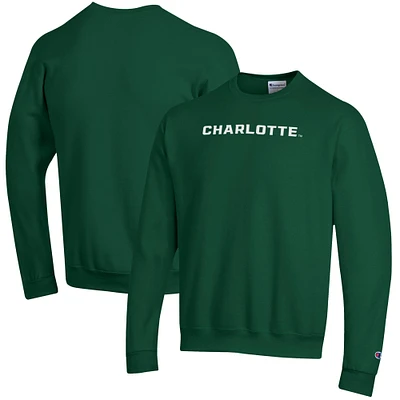 Men's Champion Green Charlotte 49ers Eco Powerblend Crewneck Pullover Sweatshirt