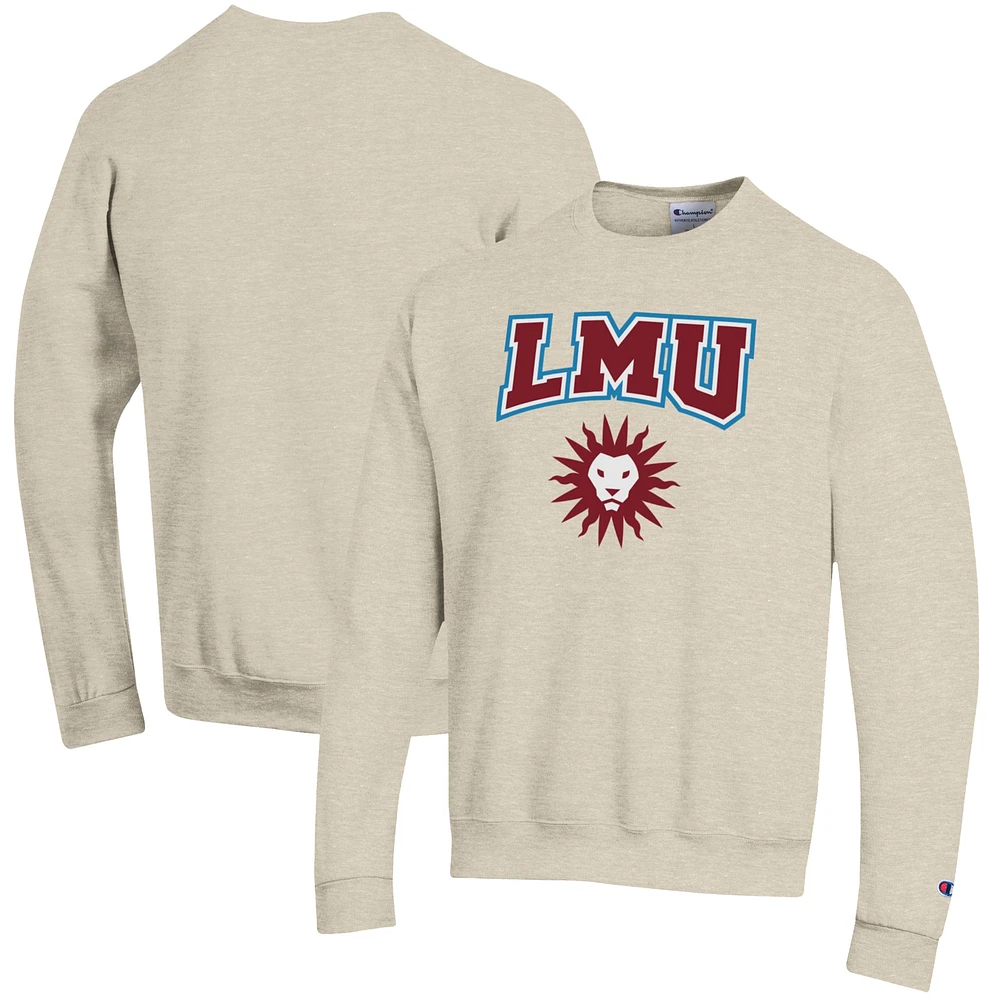 Men's Champion Oatmeal Loyola Marymount Lions Eco Powerblend Crewneck Pullover Sweatshirt