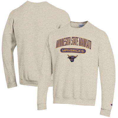 Men's Champion Oatmeal Minnesota State University Mankato Eco Powerblend Crewneck Pullover Sweatshirt