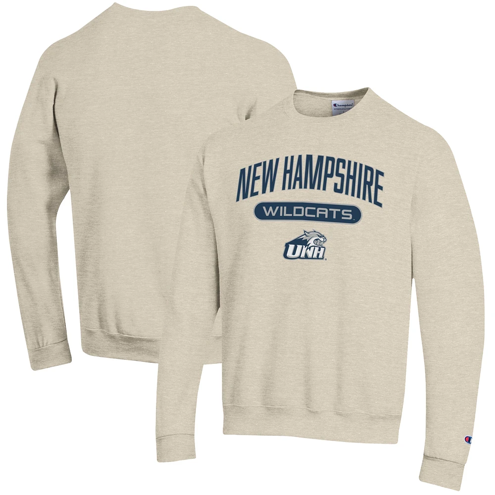 Men's Champion Oatmeal New Hampshire Wildcats Eco Powerblend Crewneck Pullover Sweatshirt