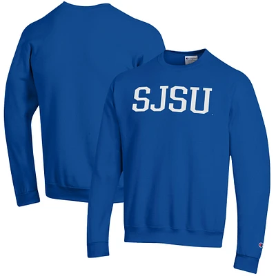 Men's Champion Royal San Jose State Spartans Eco Powerblend Crewneck Pullover Sweatshirt