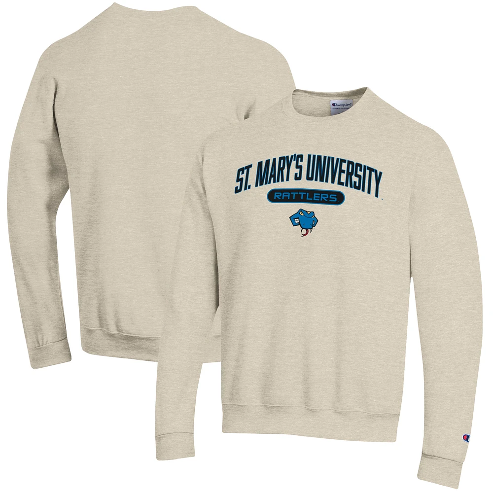 Men's Champion Oatmeal St. Mary's University Rattlers Eco Powerblend Crewneck Pullover Sweatshirt