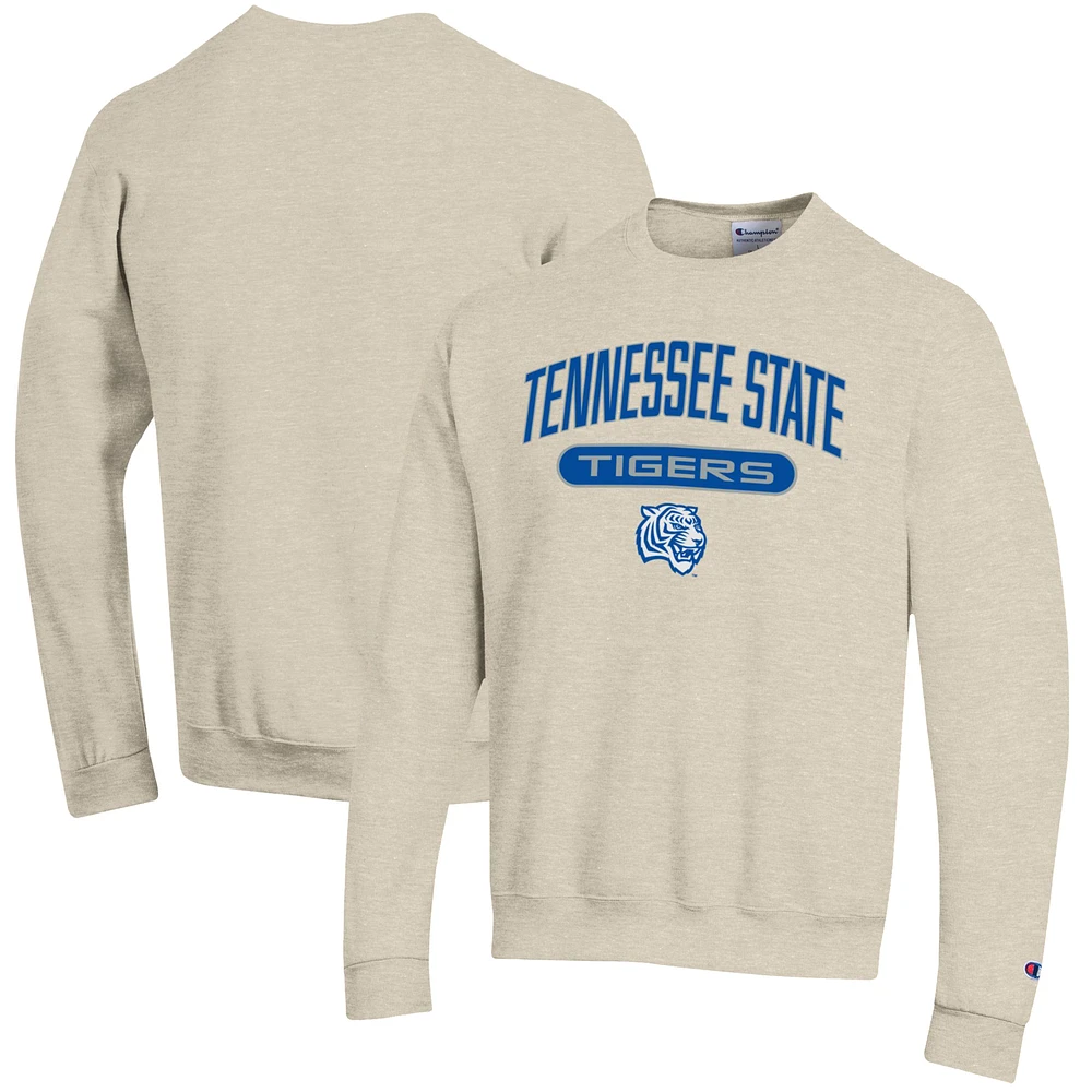 Men's Champion Oatmeal Tennessee State Tigers Eco Powerblend Crewneck Pullover Sweatshirt
