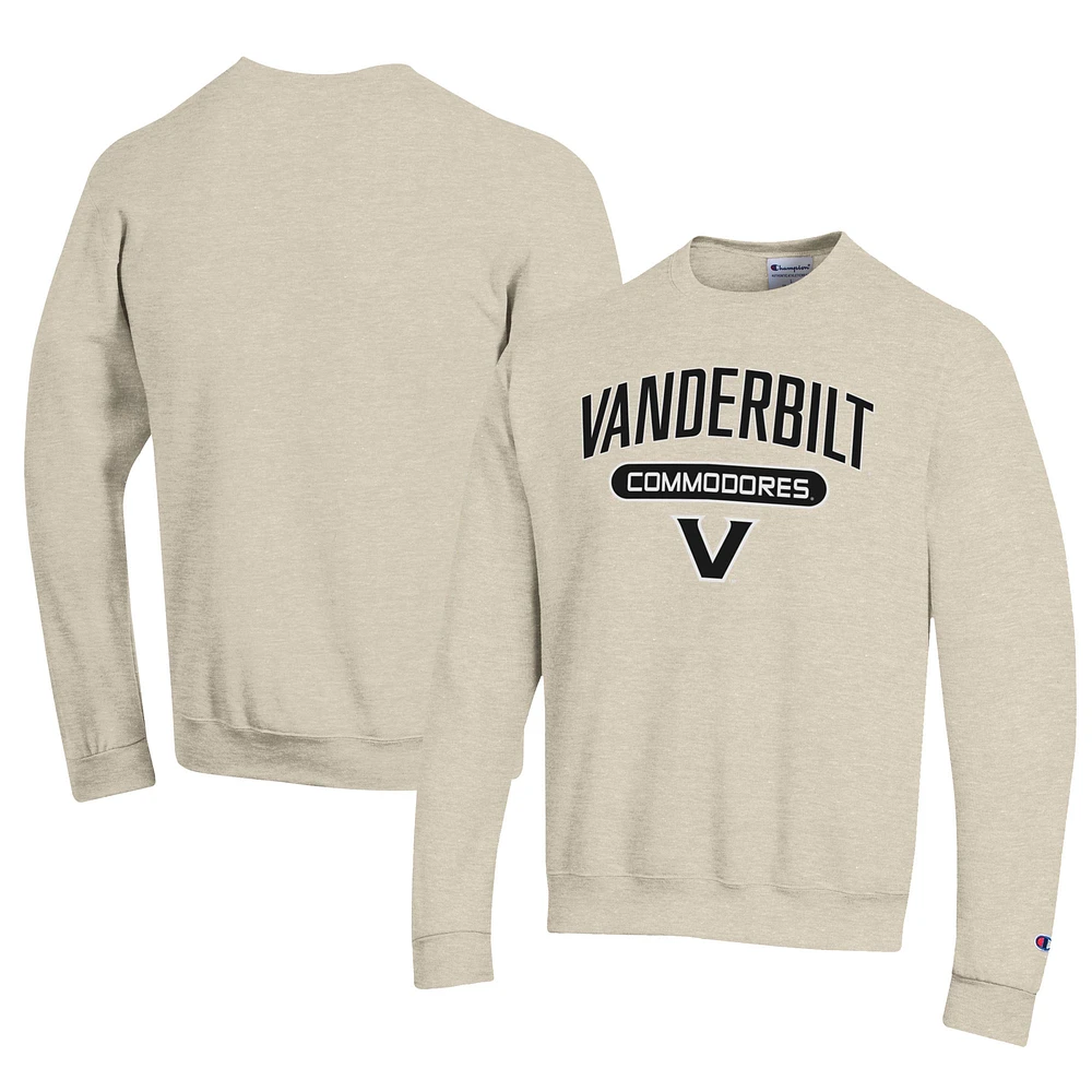 Men's Champion Oatmeal Vanderbilt Commodores Eco Powerblend Crewneck Pullover Sweatshirt
