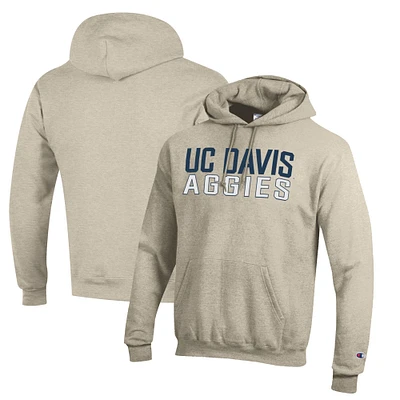 Men's Champion Oatmeal UC Davis Aggies Eco Powerblend Pullover Hoodie