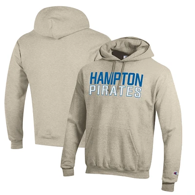 Men's Champion Oatmeal Hampton Pirates Eco Powerblend Pullover Hoodie