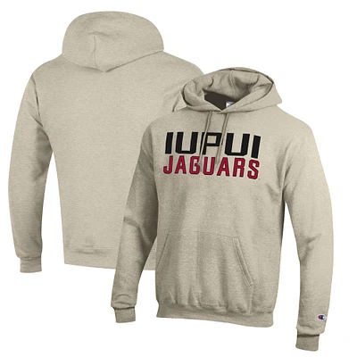 Men's Champion Oatmeal IUPUI Jaguars Eco Powerblend Pullover Hoodie