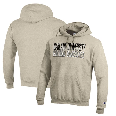 Men's Champion Oatmeal Oakland Golden Grizzlies Eco Powerblend Pullover Hoodie